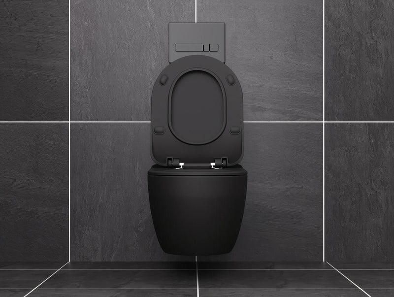 Creavit Free randloos wandcloset mat antraciet met bidetfunctie en RVS sproeier.