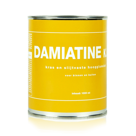 Blik Damiatine kras- en slijtvaste hoogglanslak op terpentinebasis van 1000 ml voor binnen en buiten