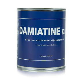 Blik Damiatine kras- en slijtvaste zijdeglanslak op terpentinebasis voor hout en metaal