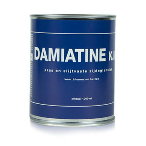 Blik Damiatine kras- en slijtvaste zijdeglanslak op terpentinebasis voor hout en metaal