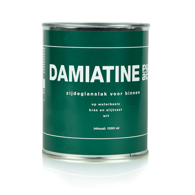 Blik Damiatine kras- en slijtvaste zijdeglanslak op waterbasis in het wit voor binnen