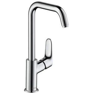 Hansgrohe Focus 240 wastafelmengkraan met hoge draaibare uitloop in chroom.