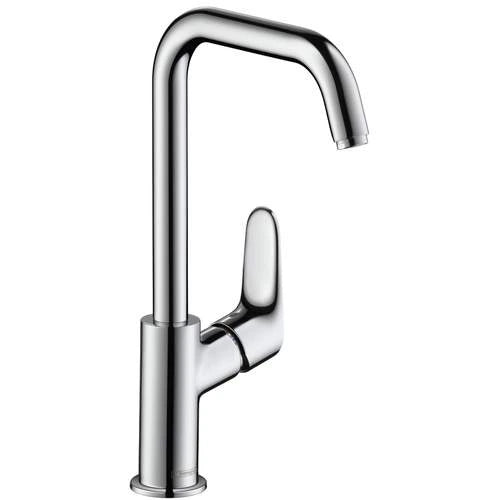 Hansgrohe Focus 240 wastafelmengkraan met hoge draaibare uitloop in chroom.