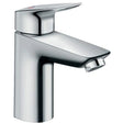 Hansgrohe Logis 100 Coolstart wastafelmengkraan in chroom zonder afvoerplug.