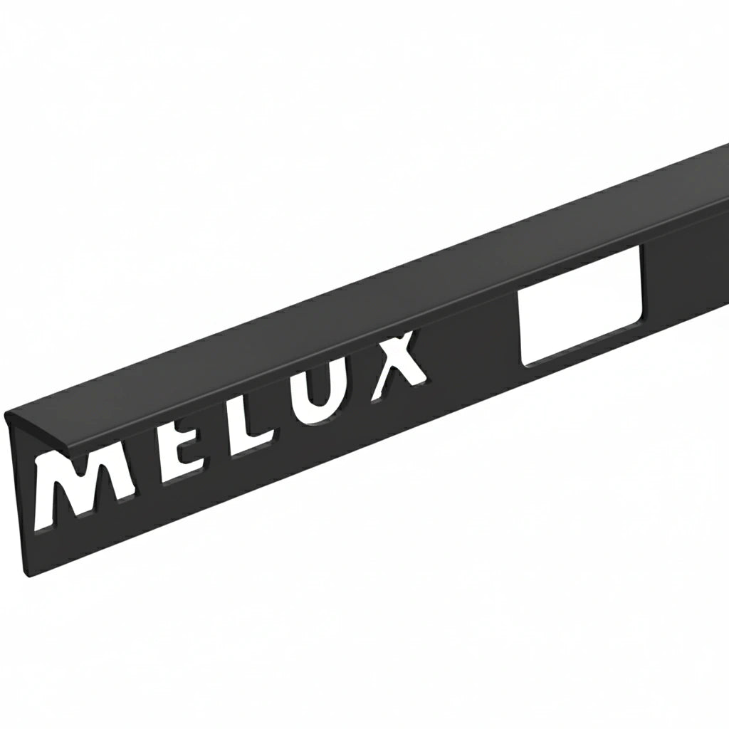 Homelux mat zwart aluminium afsluitprofiel recht model voor tegels tot 11mm dikte.