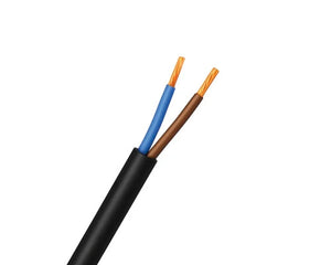 Zwarte flexibele 2-aderige huishoudkabel van 0,75 mm² voor binnengebruik.