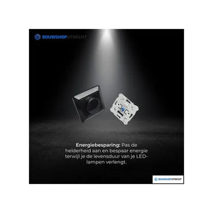 Inbouw LED muurdimmer 0-200W inclusief centraalplaat en afdekraam in glans wit en zwart