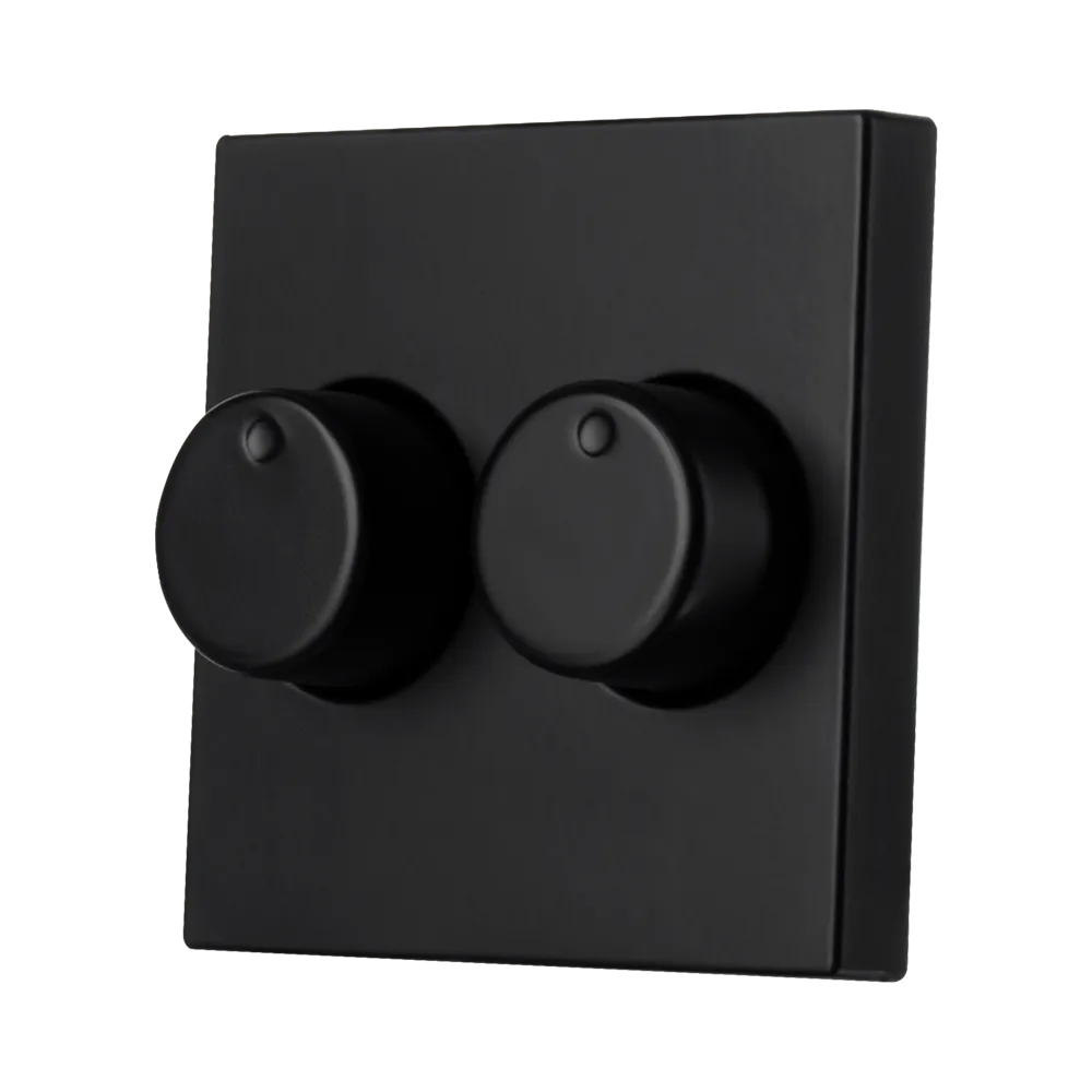 ION Industries centraalplaat met 2 dimmerknoppen Mat Zwart RAL 9017