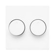 ION Industries duo dimmerknop V1/J1/D1 Alpin Wit met twee witte draaiknoppen, vooraanzicht.