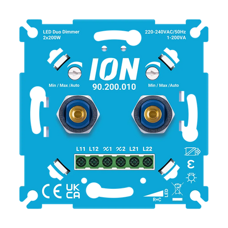 ION Industries LED Duo Dimmer 2x200W vooraanzicht met twee dimkanalen.