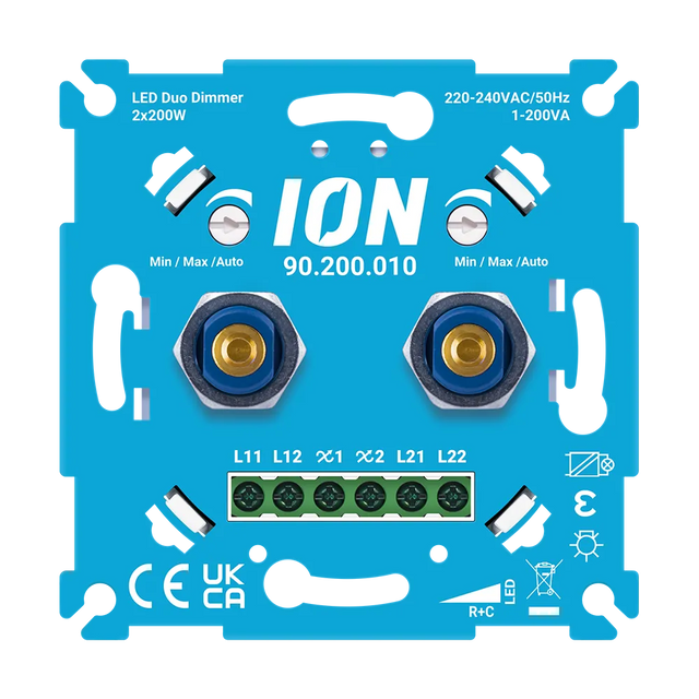 ION Industries LED Duo Dimmer 2x200W vooraanzicht met twee dimkanalen.