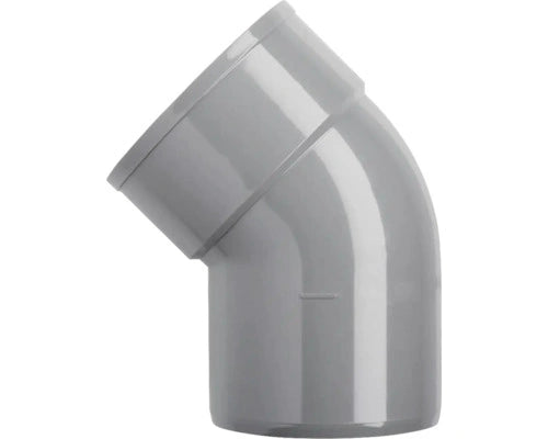 MARTENS dikwandige PVC bocht 45 graden met 1x lijmverbinding, diameter 110 mm in grijs.