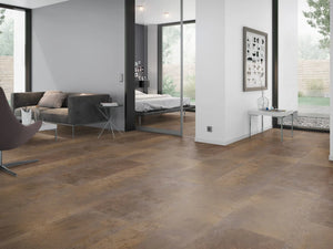 Oxidelook Brons Rood klik PVC tegel (Oneflor Oxyde Bronze Red, rigid klik 6 mm) in een interieur – sfeerfoto 2