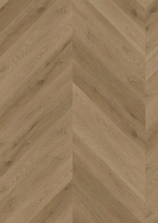 Oneflor Prestige Oak Light Amber plak PVC stroken in Hongaarse punt legpatroon