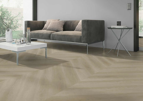 Detailopname van de EIR houtstructuur van Oneflor Raw Oak Light Natural