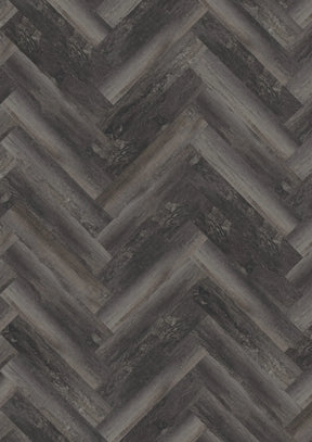 Oneflor Smoked Pine Black plak visgraat PVC in gerookt grenen zwart – productfoto van het dessin
