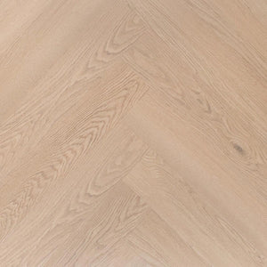 OTIUM Allure Herringbone Dryback visgraat PVC in lichtgrijs eik met realistische houtnerf.