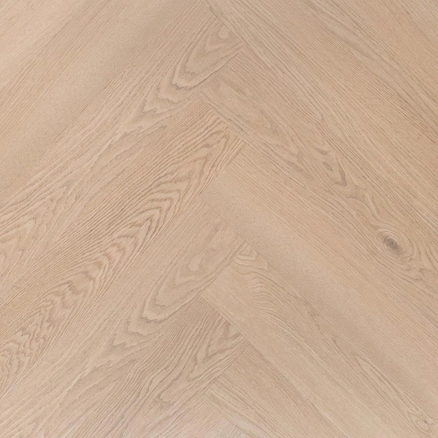 OTIUM Allure Herringbone Dryback visgraat PVC in lichtgrijs eik met realistische houtnerf.