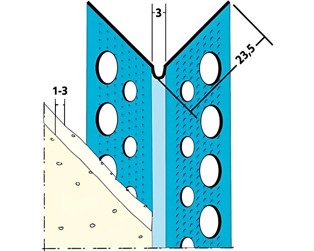 Hoekbeschermingsprofiel Protektor 1030DG 23,5 x 23,5 mm voor 3 mm pleisterdikte