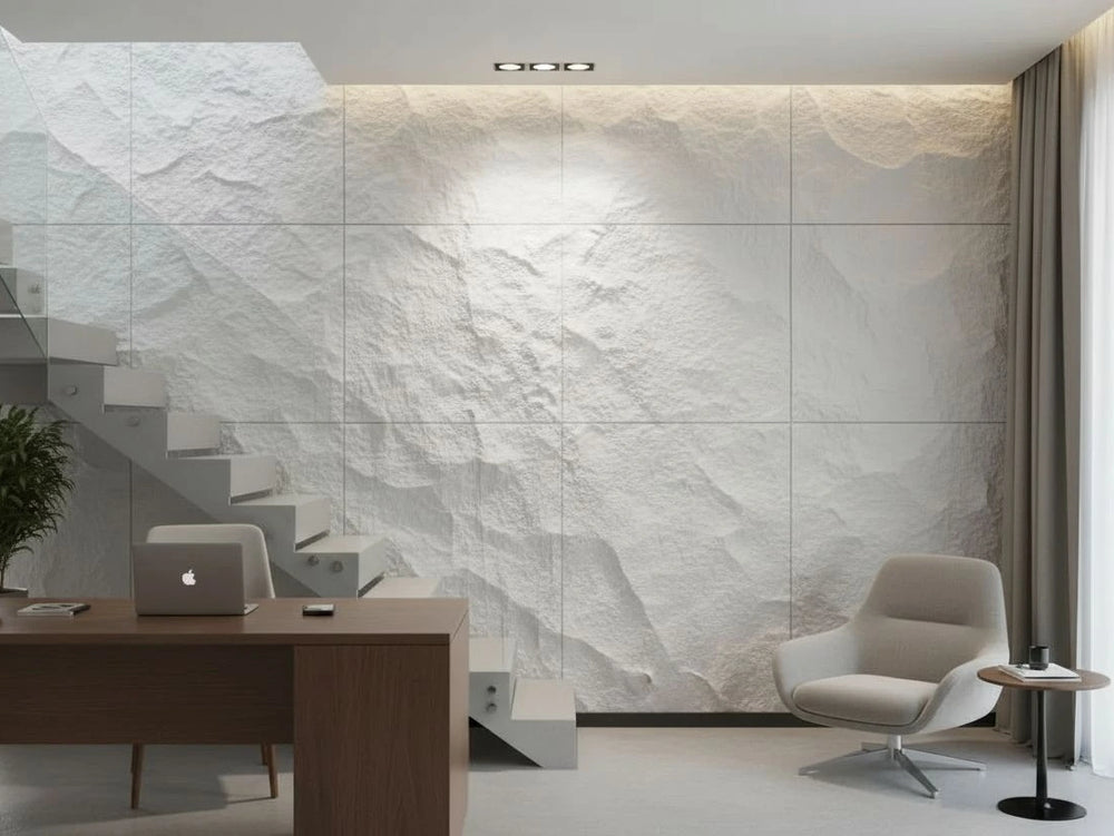 3D Rotswand Wandpaneel Agusta - Wit - Steenstructuur - XL & Mini