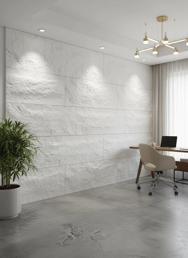 3D Rotswand Wandpaneel Agusta - Wit - Steenstructuur - XL & Mini