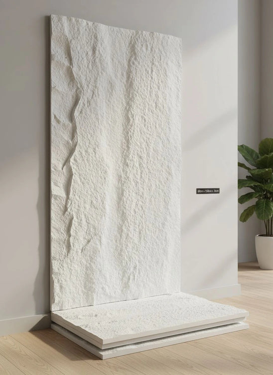 3D Rotswand Wandpaneel Agusta - Wit - Steenstructuur - XL & Mini