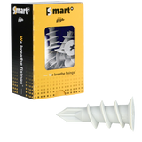 Witte zelfborende Smart nylon gipskartonpluggen type GKP met scherpe punt in vensterdoos van 50 stuks.