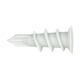 Witte zelfborende Smart nylon gipskartonpluggen type GKP met scherpe punt in vensterdoos van 50 stuks.