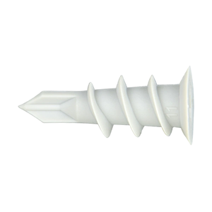 Witte zelfborende Smart nylon gipskartonpluggen type GKP met scherpe punt in vensterdoos van 50 stuks.