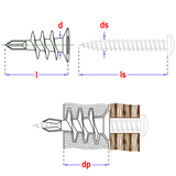 Witte zelfborende Smart nylon gipskartonpluggen type GKP met scherpe punt in vensterdoos van 50 stuks.