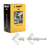 Grijze Smart nylon hollewandpluggen type PCA inclusief 55mm schroeven in vensterdoos van 25 stuks.