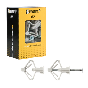 Grijze Smart nylon hollewandpluggen type PCA inclusief 55mm schroeven in vensterdoos van 25 stuks.