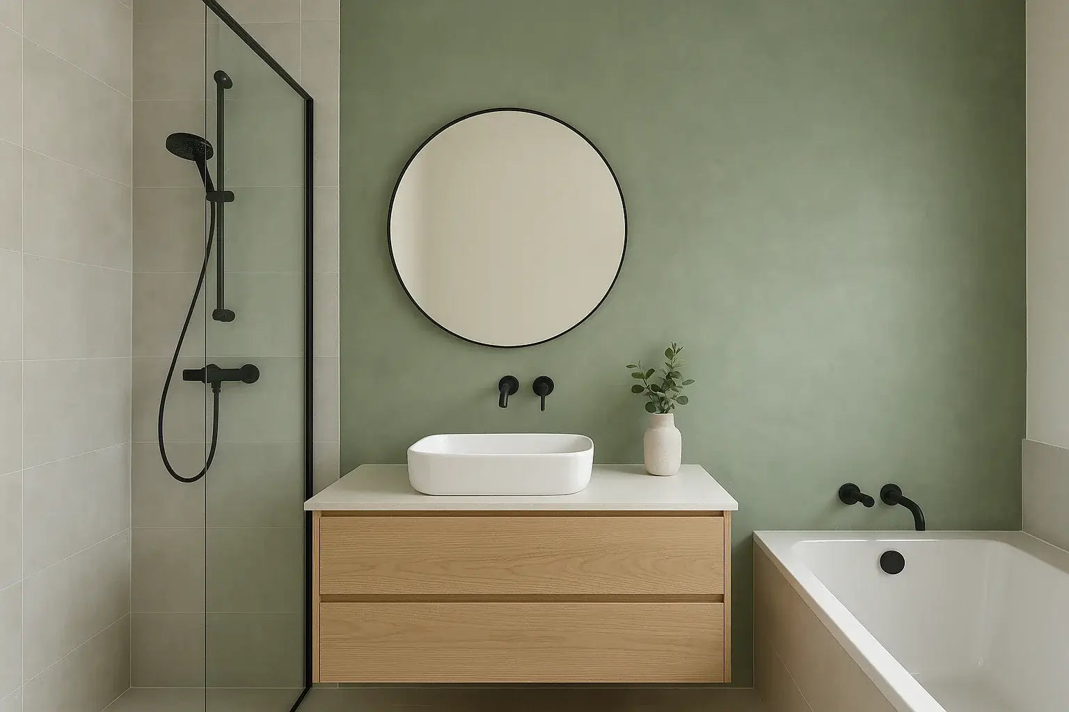 Badkamerwand vernieuwd met decoratieve afwerking