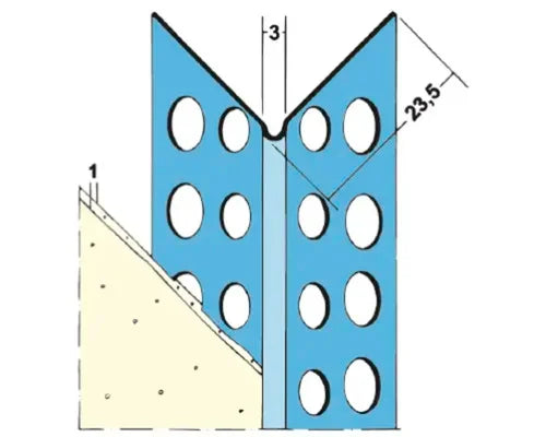 Hoekbeschermingsprofiel Aluzink 1030DG 23,5 x 23,5 mm voor 3 mm pleisterdikte