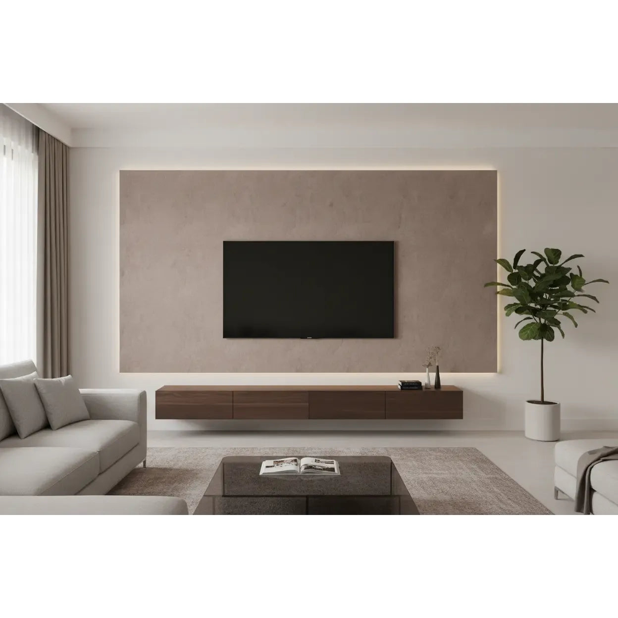 XL suede wandpaneel Deep taupe – luxe wandbekleding 2800x1220x5 mm in neutraal taupe suède voor moderne interieurs