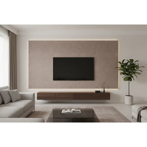 XL suede wandpaneel Deep taupe – luxe wandbekleding 2800x1220x5 mm in neutraal taupe suède voor moderne interieurs