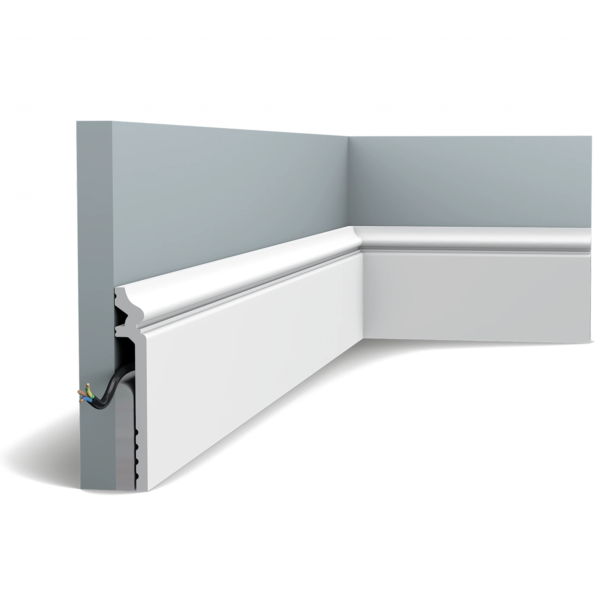 Overzicht van Orac Decor Contour plinten in verschillende hoogtes voor elk interieur.
