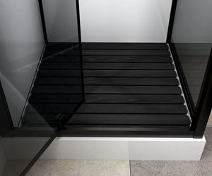 Luxe mat zwarte thermostatische bad- en douchekraan met handdouche en doucheslang