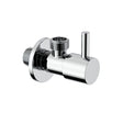 Uniforma hoekstopkraan 1/2 x 3/8 inch in verchroomd messing met glanzende afwerking.