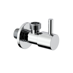 Uniforma hoekstopkraan 1/2 x 3/8 inch in verchroomd messing met glanzende afwerking.