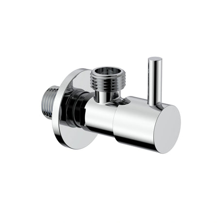 Uniforma hoekstopkraan 1/2 x 3/8 inch in verchroomd messing met glanzende afwerking.