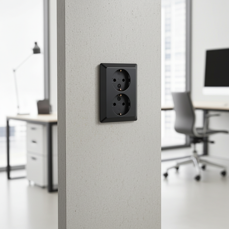 ION INDUSTRIES - Stopcontact 2-voudig Half Opbouw - Mat Zwart