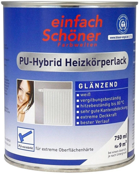 Einfach Schöner PU-hybrid radiatorlak wit glanzend in blik van 750 ml