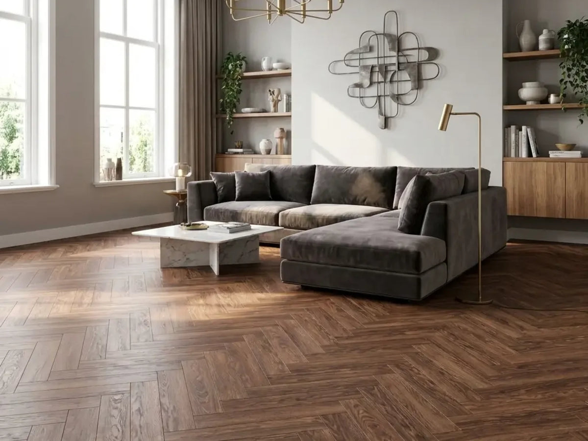 Yarenza Natura Visgraat Dark Oak Klik PVC Visgraat 7 mm Met Ondervloer Donker Eiken - foto 3